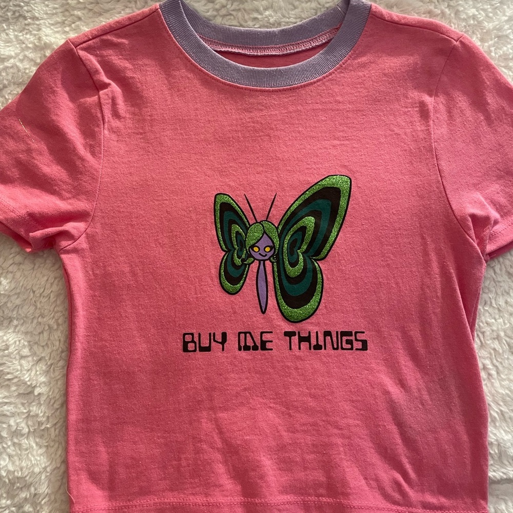 Urban Outfitters Pink Crop Top with Graphic Design